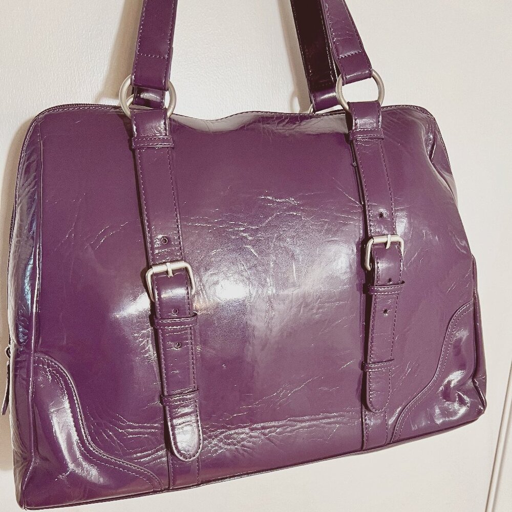 Gorgeous Deep Lilac/Purple Patent Leather Tailored Tote (unbranded)
